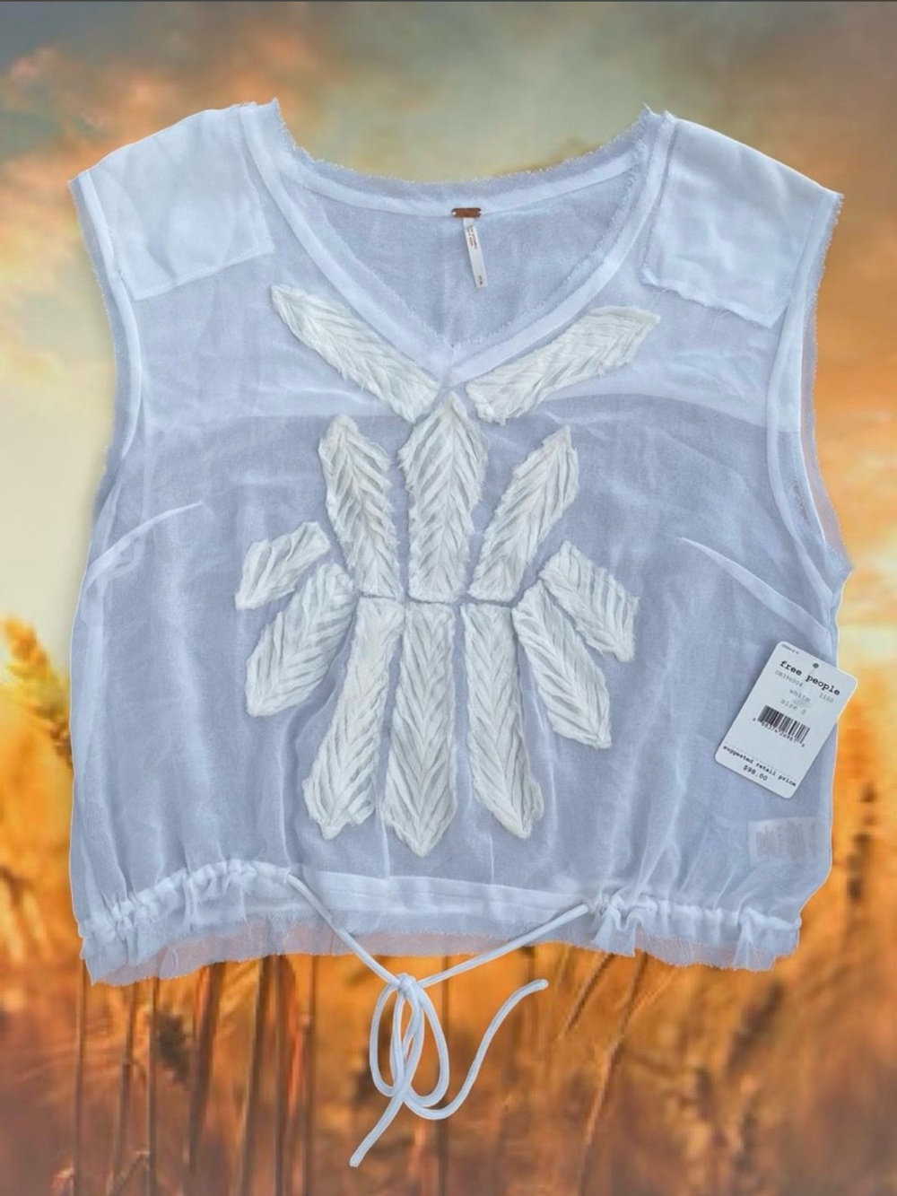 Free People NWT Storyteller Raw Edge Sleeveless Blouse Small Petite NEW With Tag